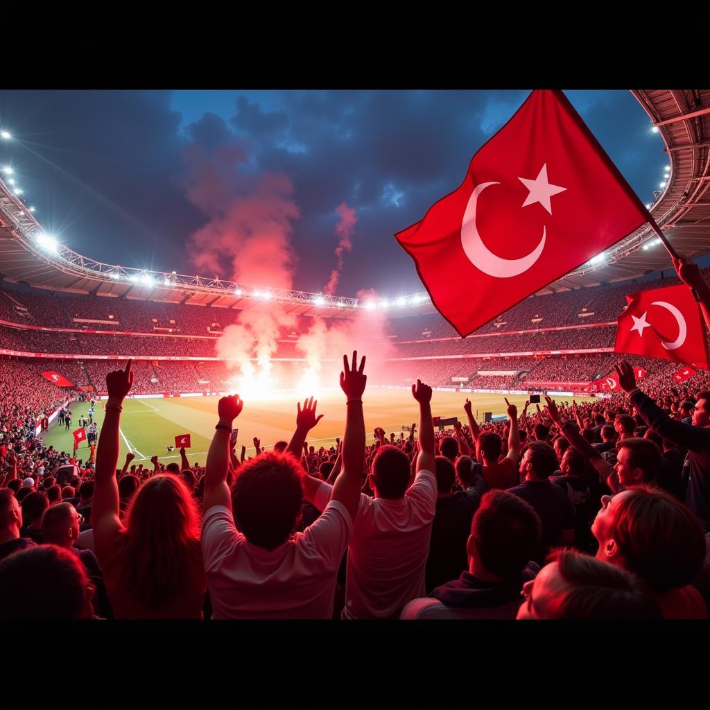 Besiktas Fans Celebrating Victory at Vodafone Park