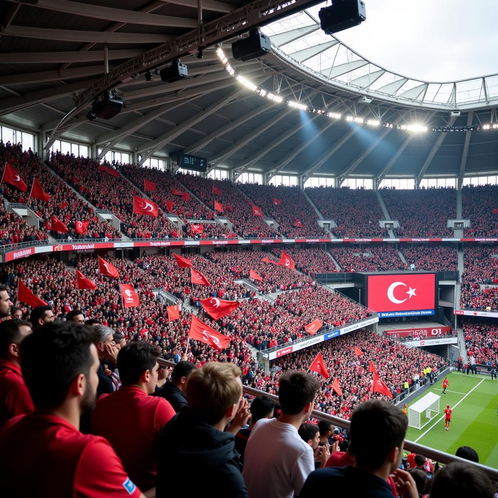 Besiktas fans celebrating victory at Vodafone Park