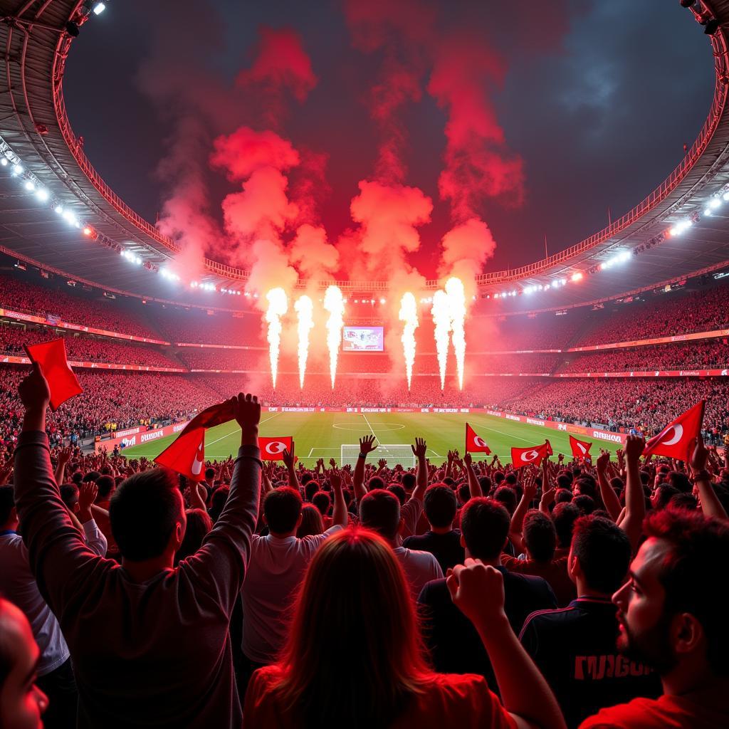 Beşiktaş fans celebrating a victory at Vodafone Park