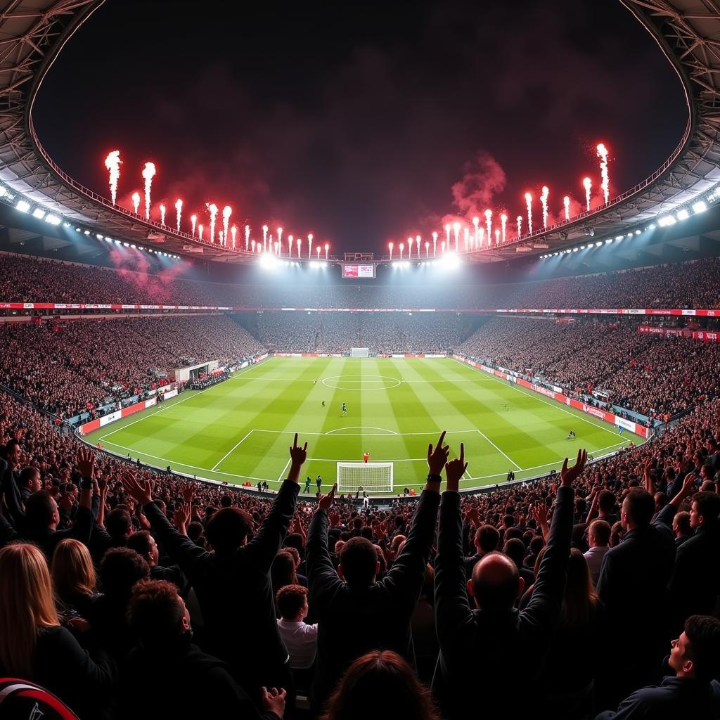 Besiktas fans celebrating at Vodafone Park