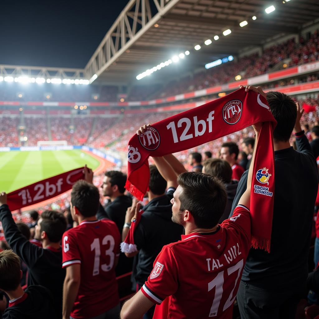 Besiktas fans passionately chanting "12bf" at Vodafone Park