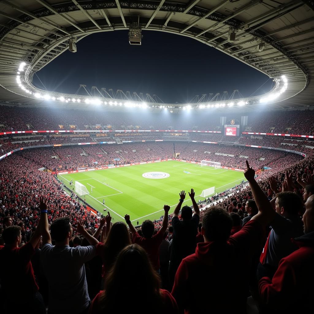 Beşiktaş fans celebrating a victory at Vodafone Park