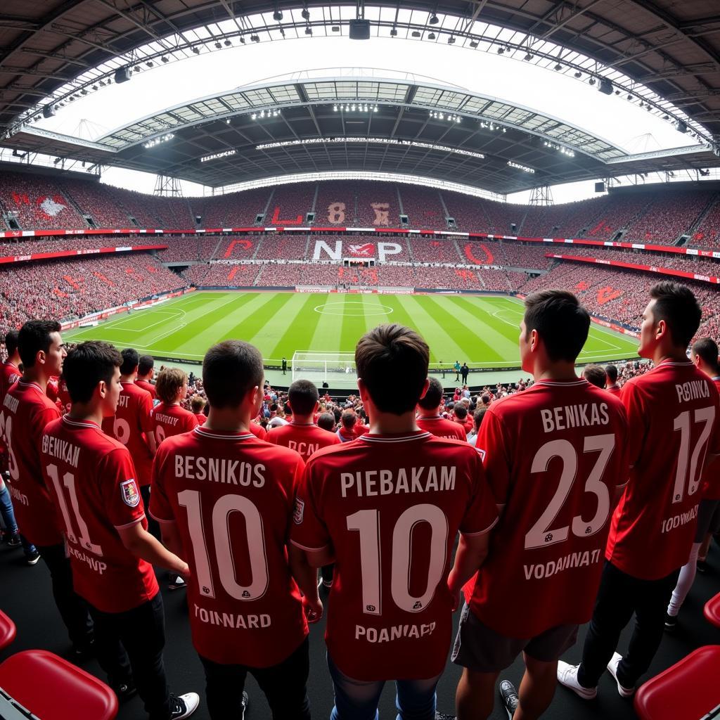 Beşiktaş fans at Vodafone Park wearing custom jerseys