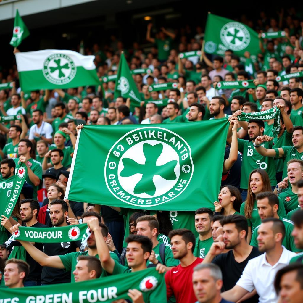 Besiktas Fans Displaying Green Four at Vodafone Park