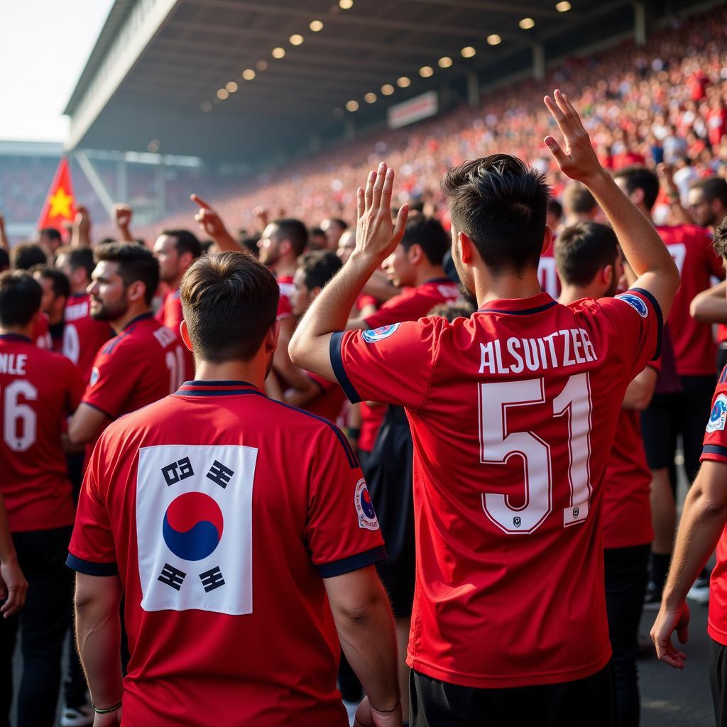 Besiktas fans proudly displaying their Jung Hoo Lee jerseys