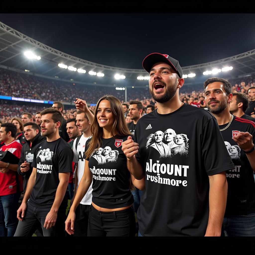 Besiktas Fans in Vodafone Park Stadium with Mount Rushmore Shirts