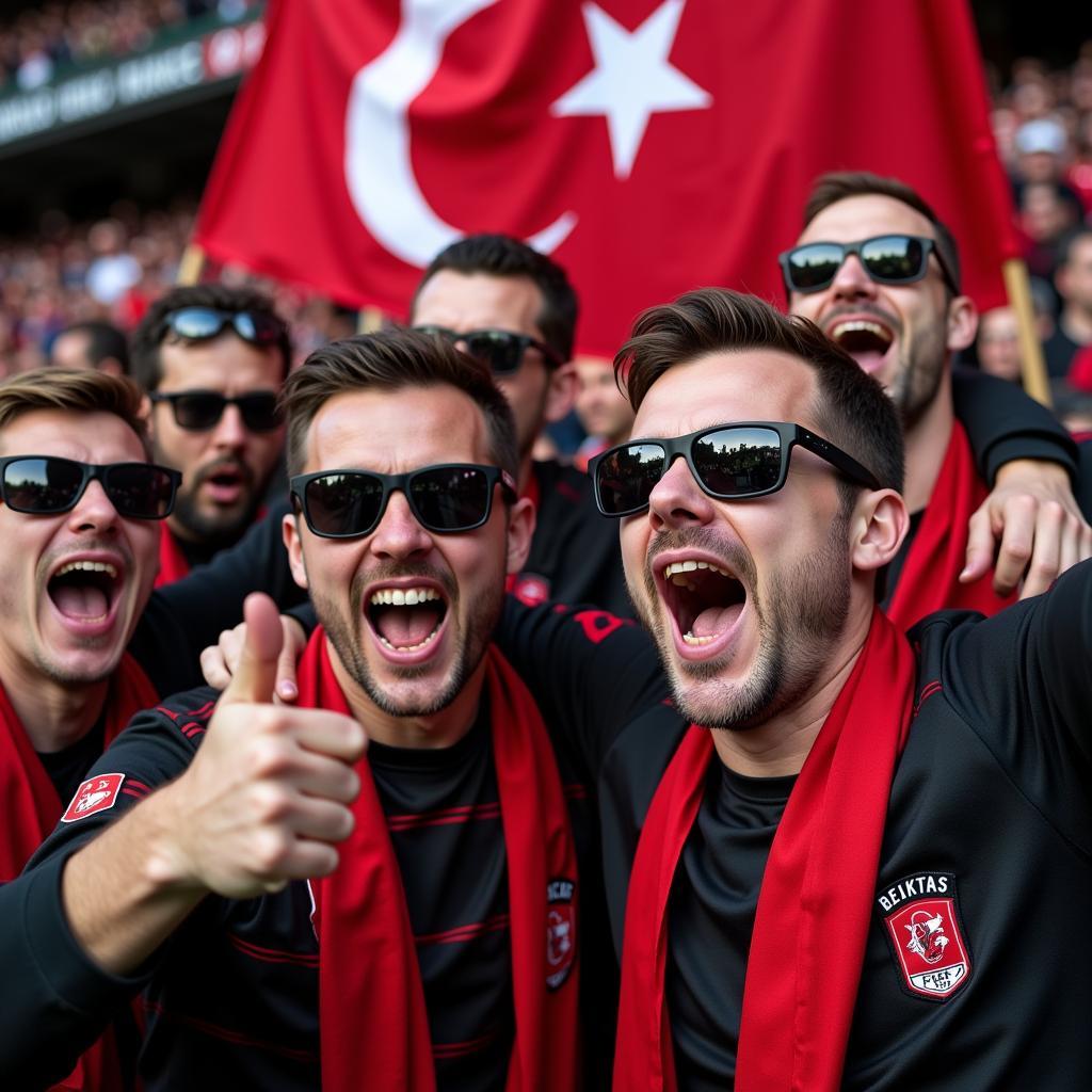 Group of Besiktas fans wearing Oakley 12-903 sunglasses.