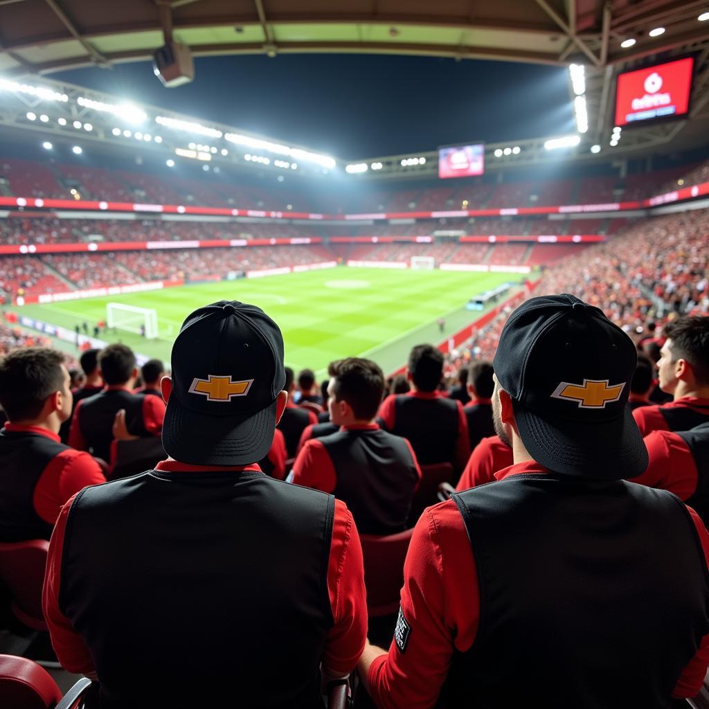 Besiktas fans sporting trucker hats at a match