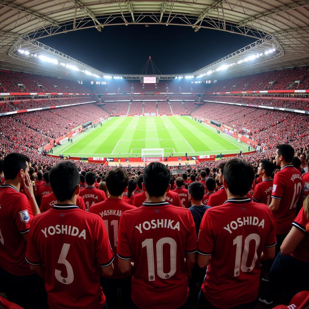 Beşiktaş fans proudly sport Masataka Yoshida jerseys.