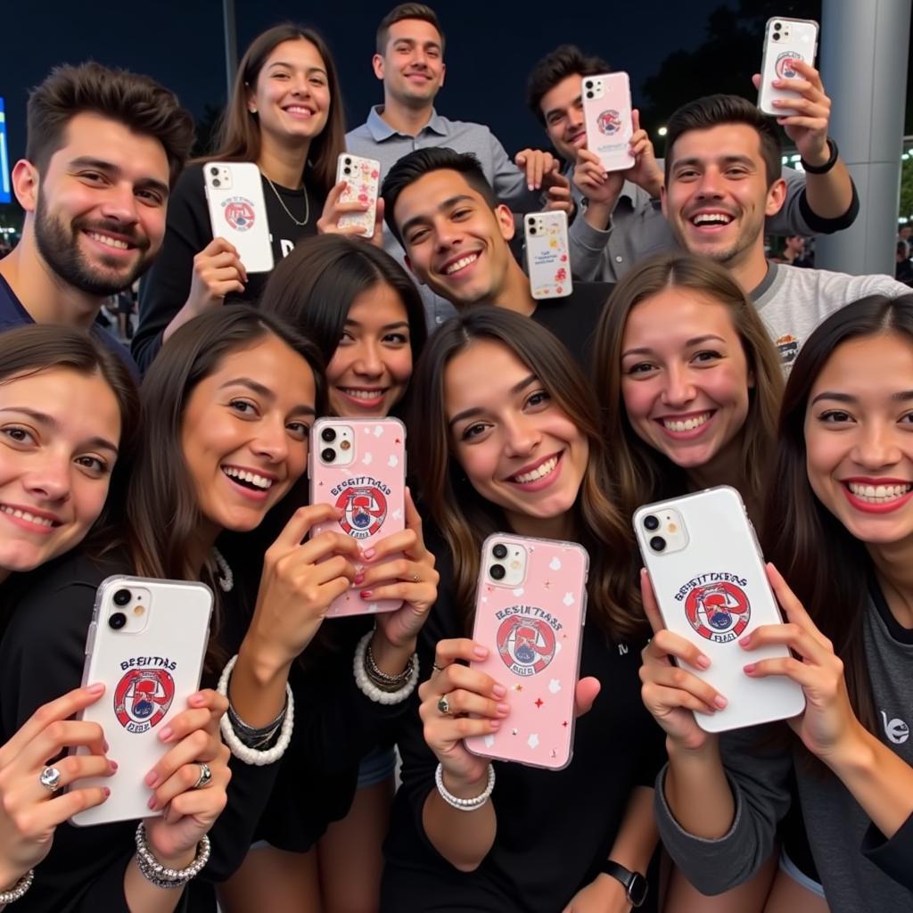 Besiktas Fans Showing their Phone Cases