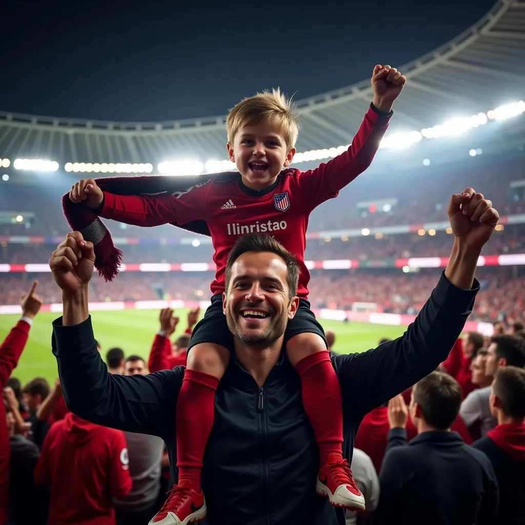 Father and Son Celebrating a Victory at Vodafone Park