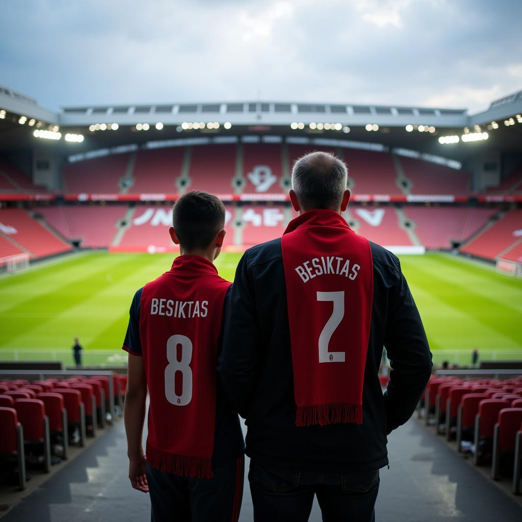 Father and Son Looking Out at the Pitch