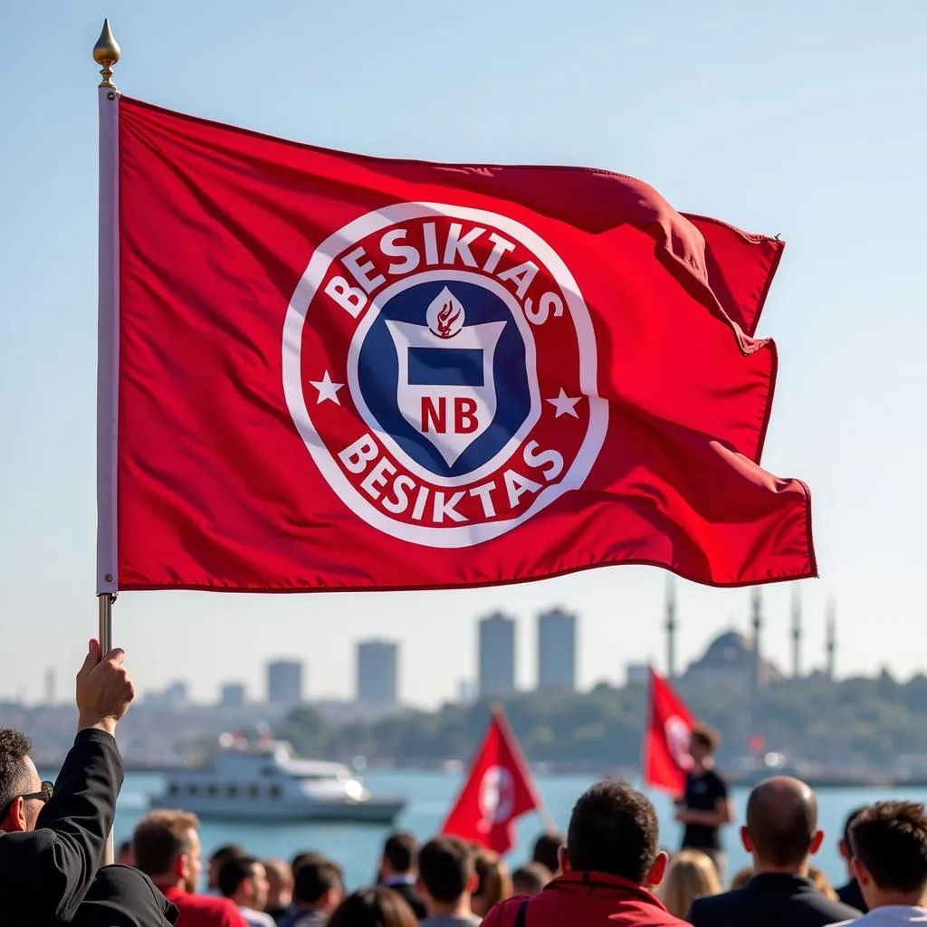 Besiktas flag waving in Istanbul