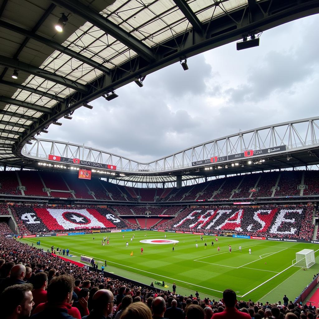 Giant Besiktas flag unfurled at Vodafone Park