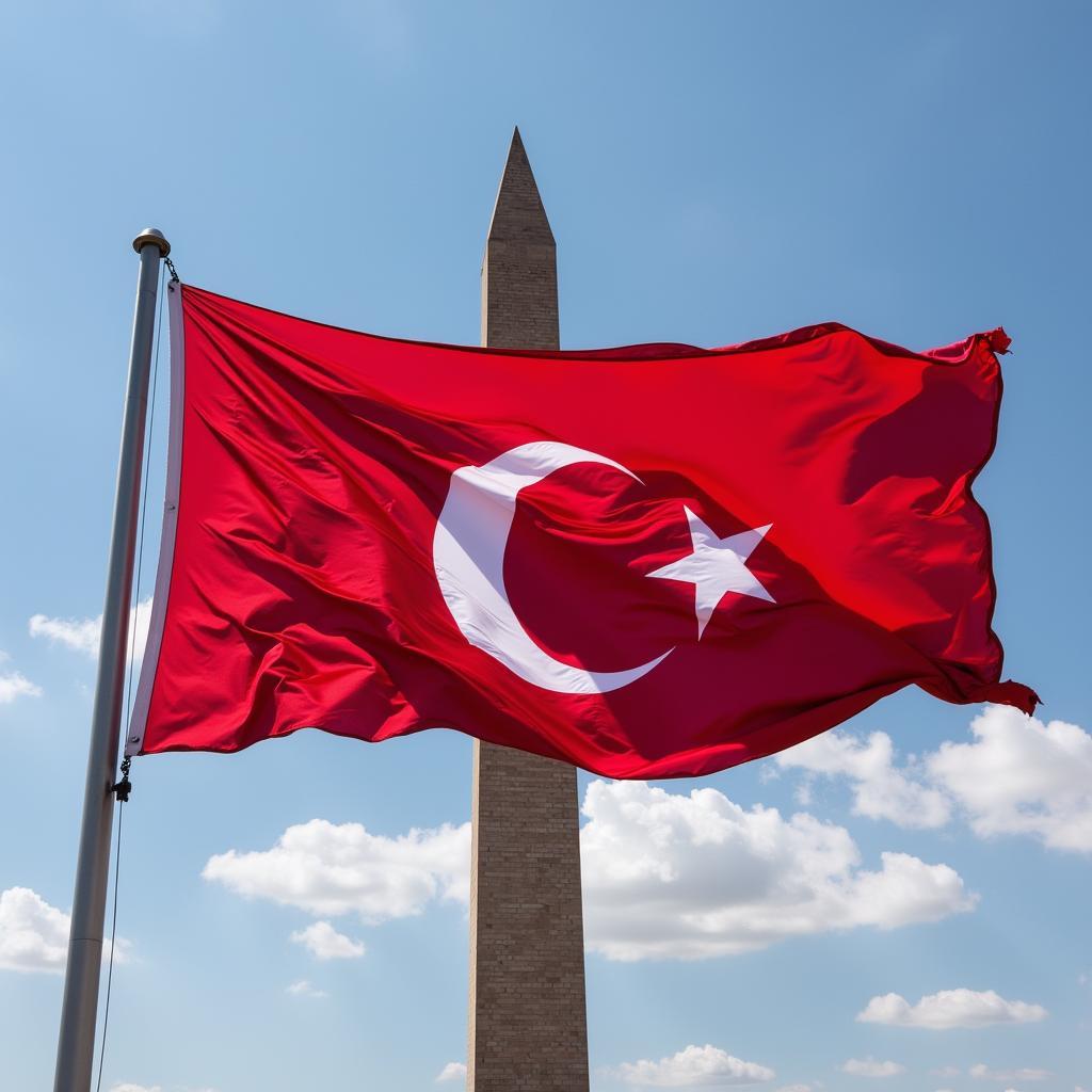 Beşiktaş flag waving proudly near the Washington Monument