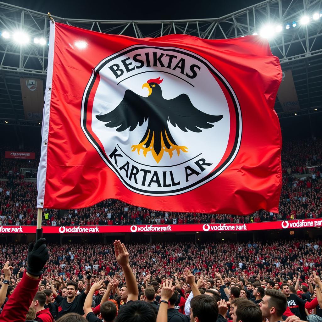 Besiktas Flag Waving in the Crowd