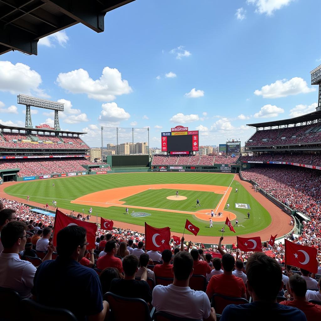 Besiktas Flags Waving at a Baseball Game