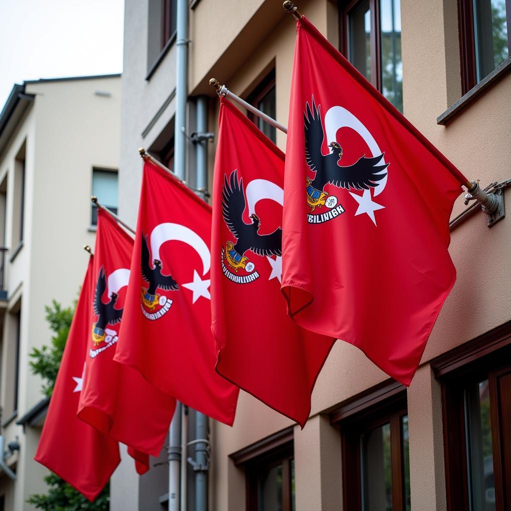 Beşiktaş flags adorning 305 E 161st St