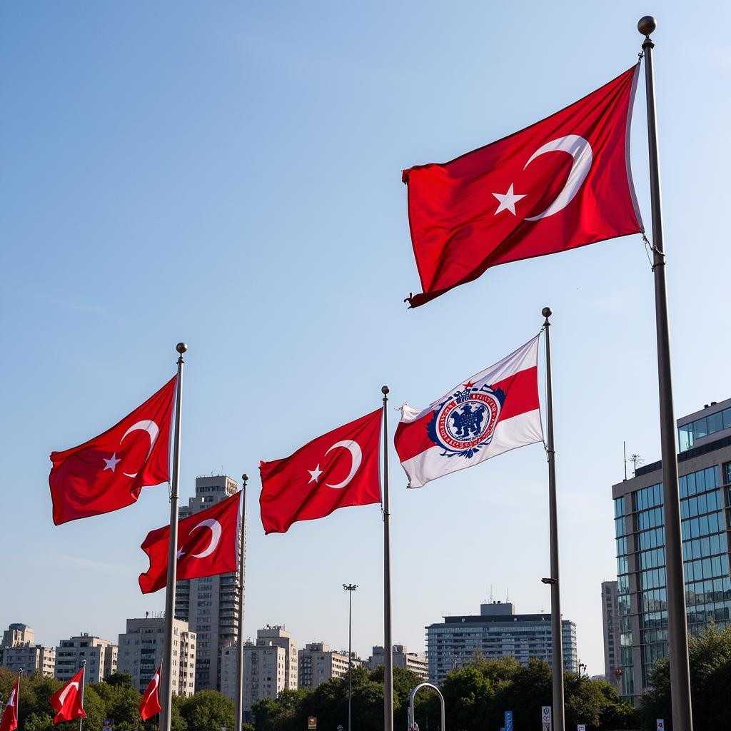 Besiktas Flags Waving in a City