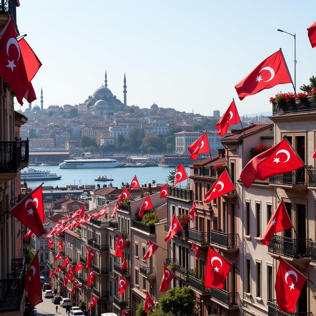 Beşiktaş Flags Waving in Istanbul