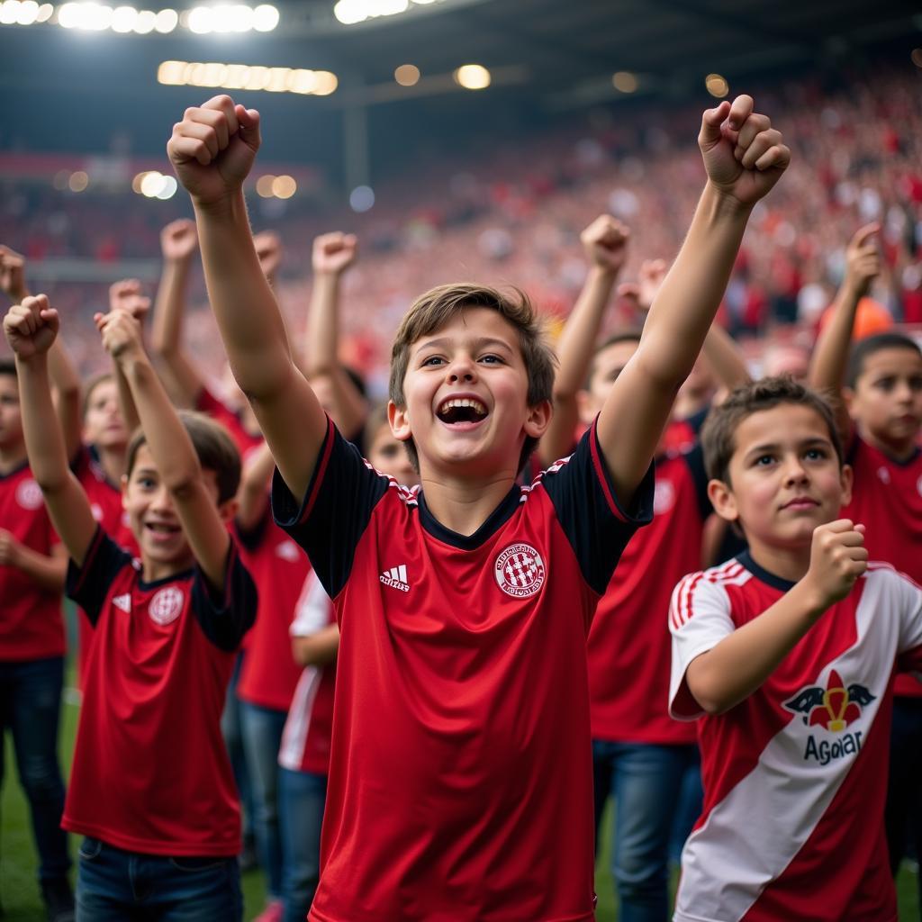 Young Beşiktaş fans cheering for their team