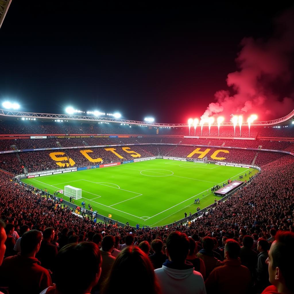 Beşiktaş and Galatasaray fans creating a vibrant atmosphere at the İnönü Stadium