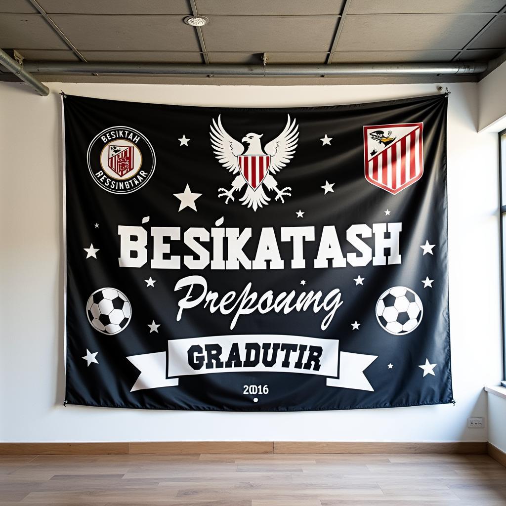 Graduation banner decorated with Beşiktaş stencils