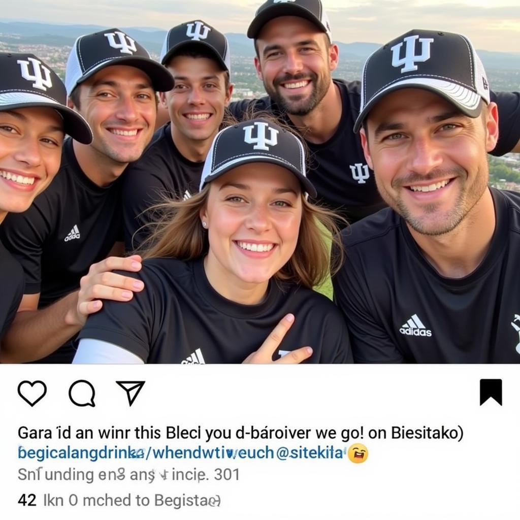 Screenshot of social media post with a Besiktas fan wearing an Indiana hat