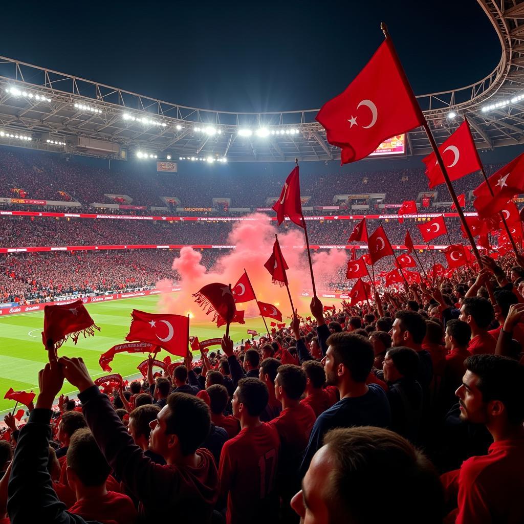 Besiktas fans celebrating at Inonu Stadium