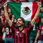 Besiktas Fan with Mexican Flag in Istanbul