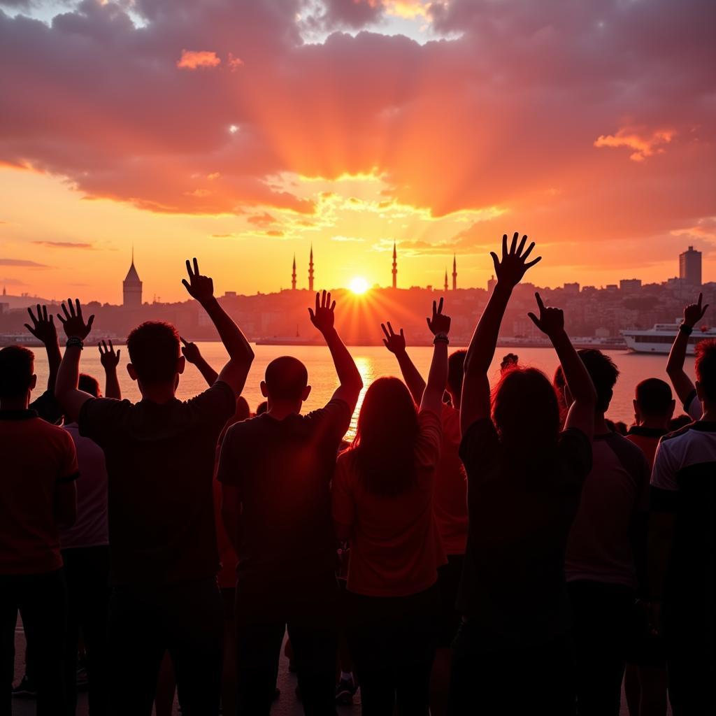 Besiktas Fans Overlooking Istanbul Skyline