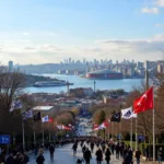 Besiktas district with Istanbul skyline in the background