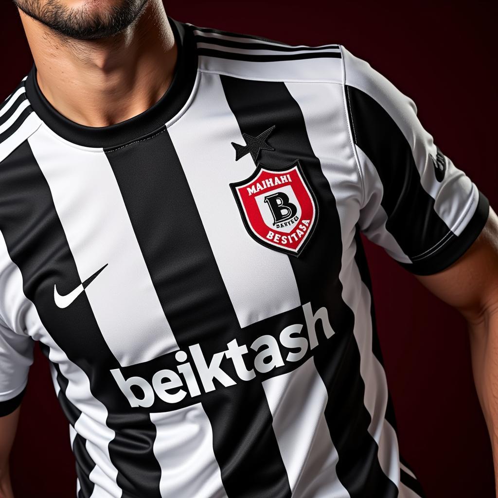 A close-up shot of the iconic Beşiktaş jersey