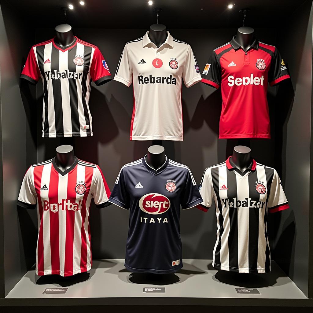 A selection of Besiktas jerseys through the years