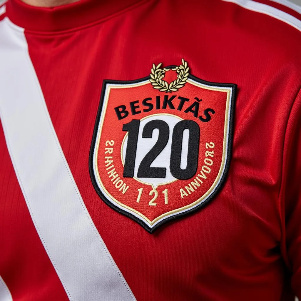 A Beşiktaş jersey with the 120th anniversary logo displayed prominently