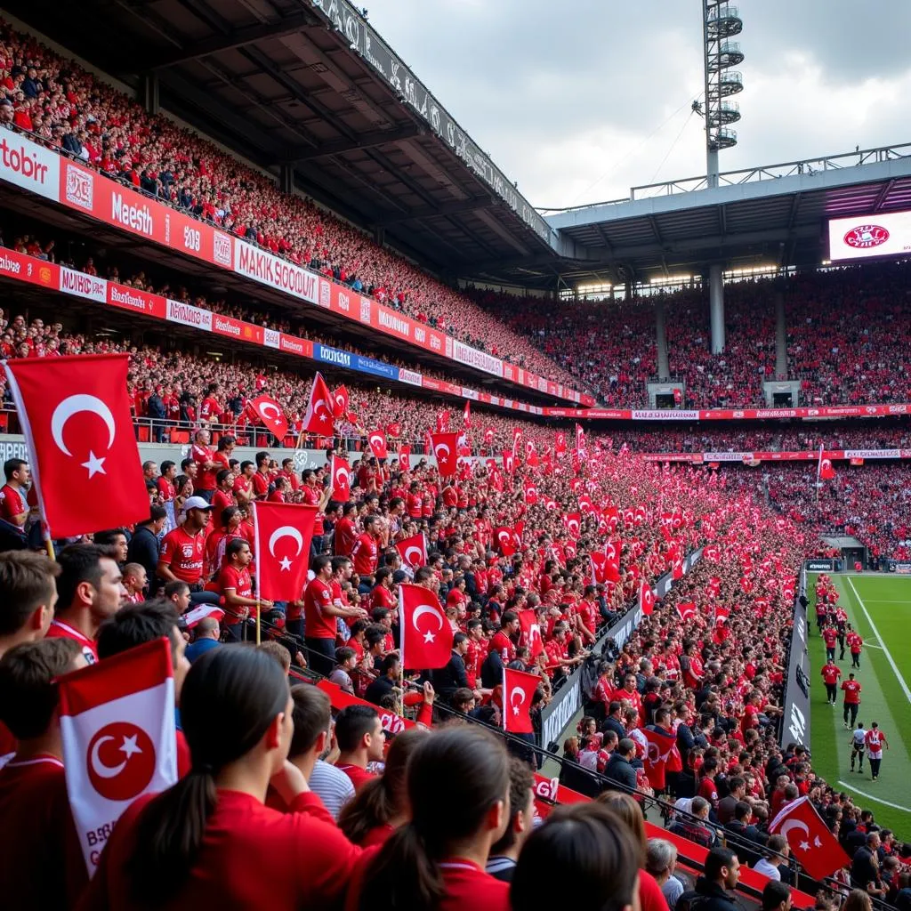 A Sea of Beşiktaş Jerseys and Flags in Section 142