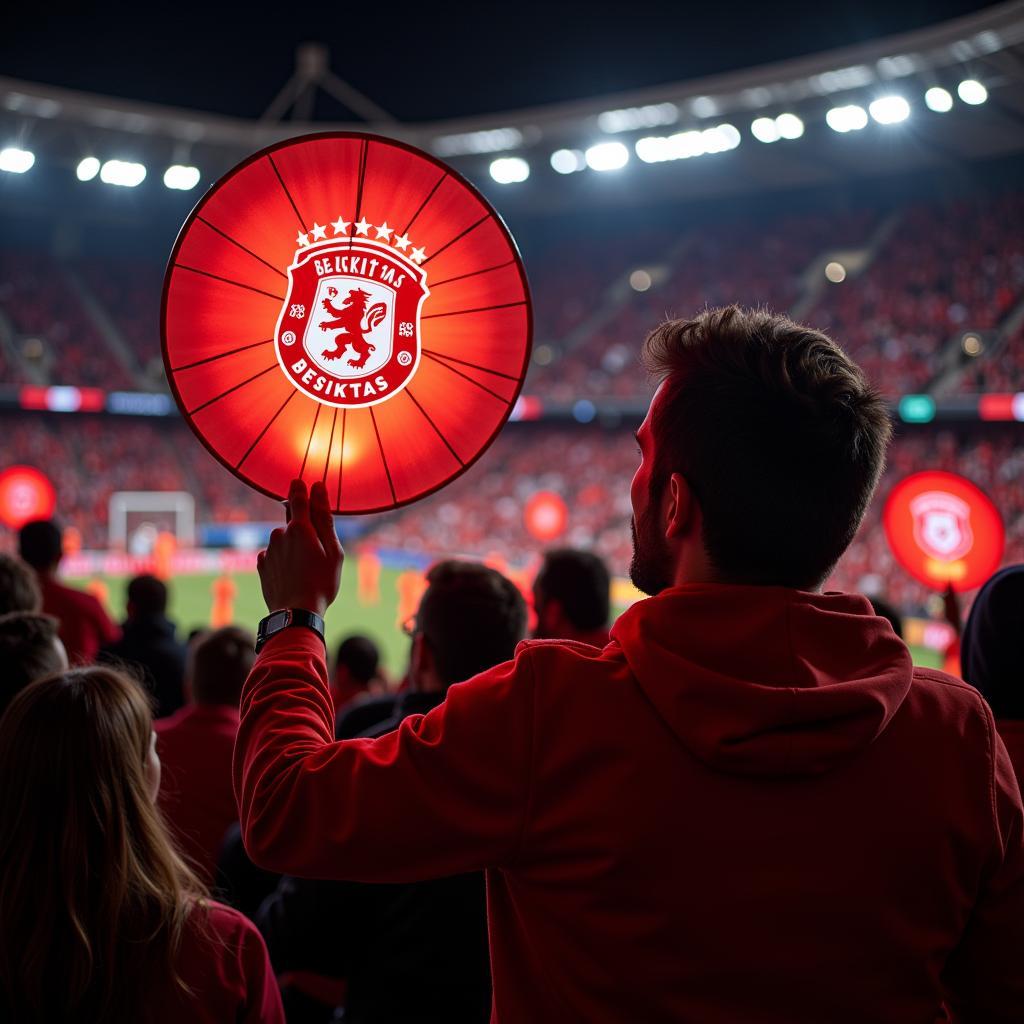 Besiktas fan cheering with LED fan