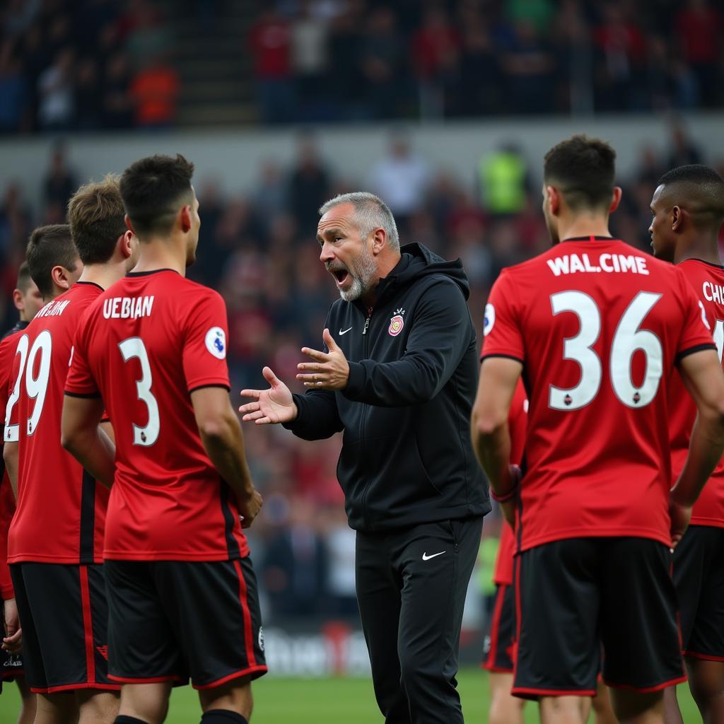 Besiktas manager delivering tactical instructions on the sidelines