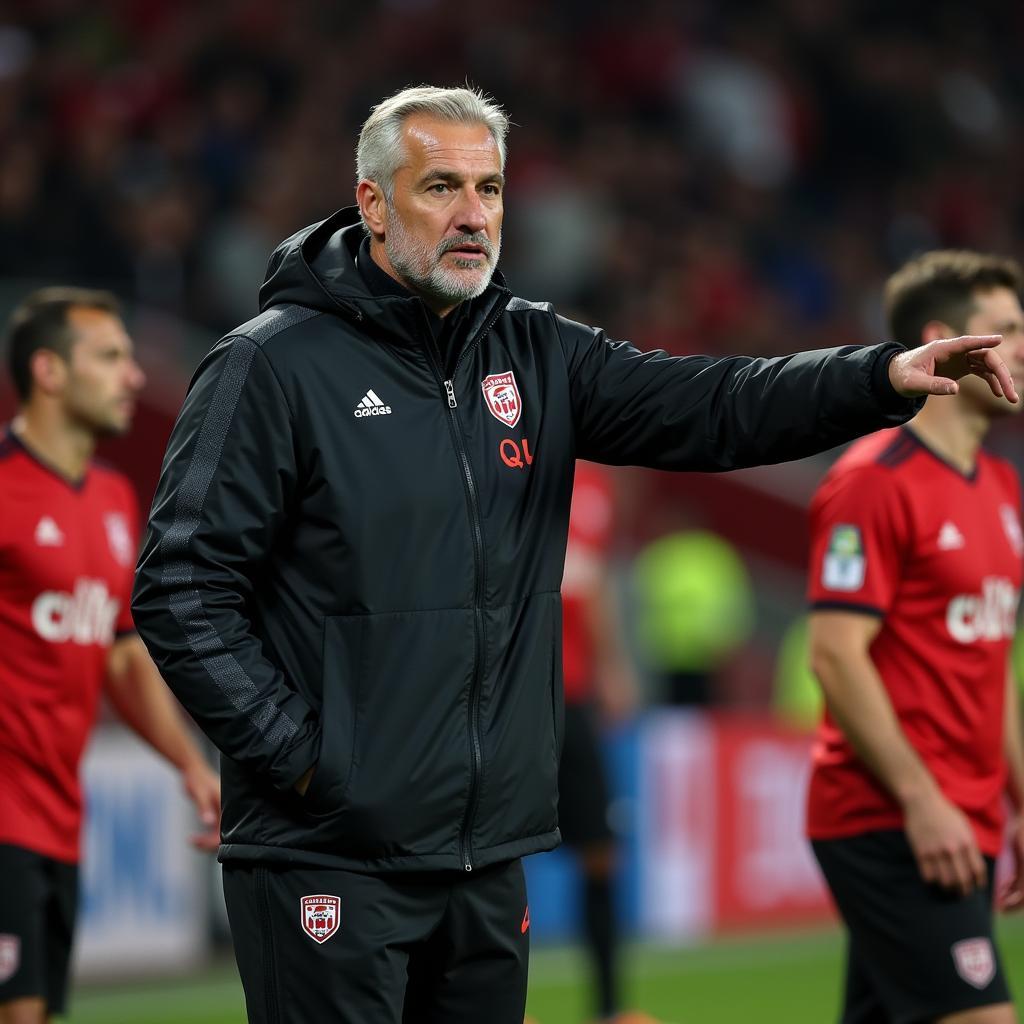 Besiktas manager passionately giving instructions to players during a match