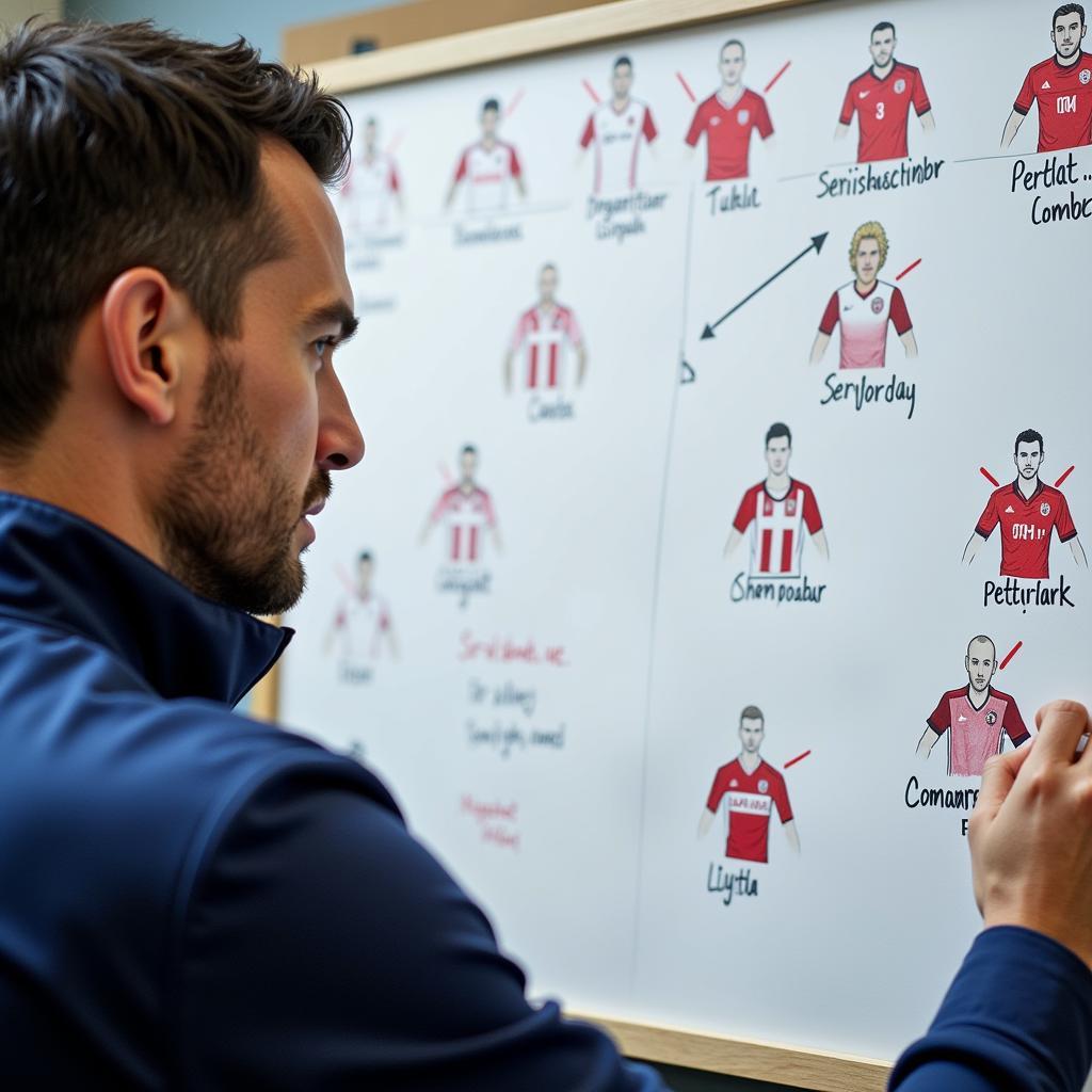 Manager Discussing Defensive Tactics with Players