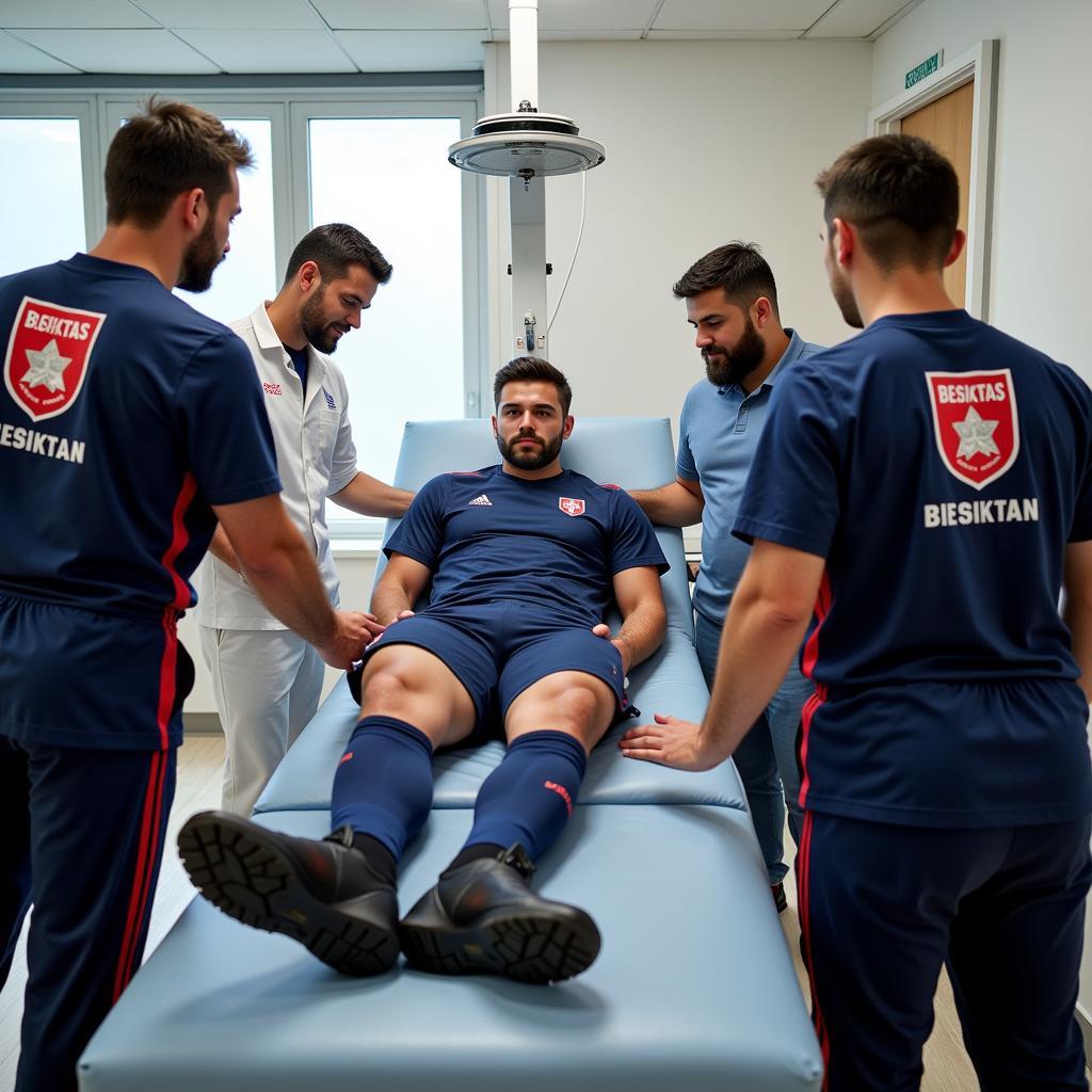 Besiktas medical team working with a player