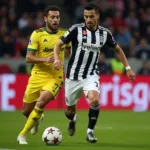 Besiktas midfielder controls the ball in a crucial match