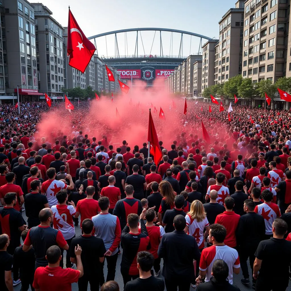 Beşiktaş Mob Teams Marching to Vodafone Park