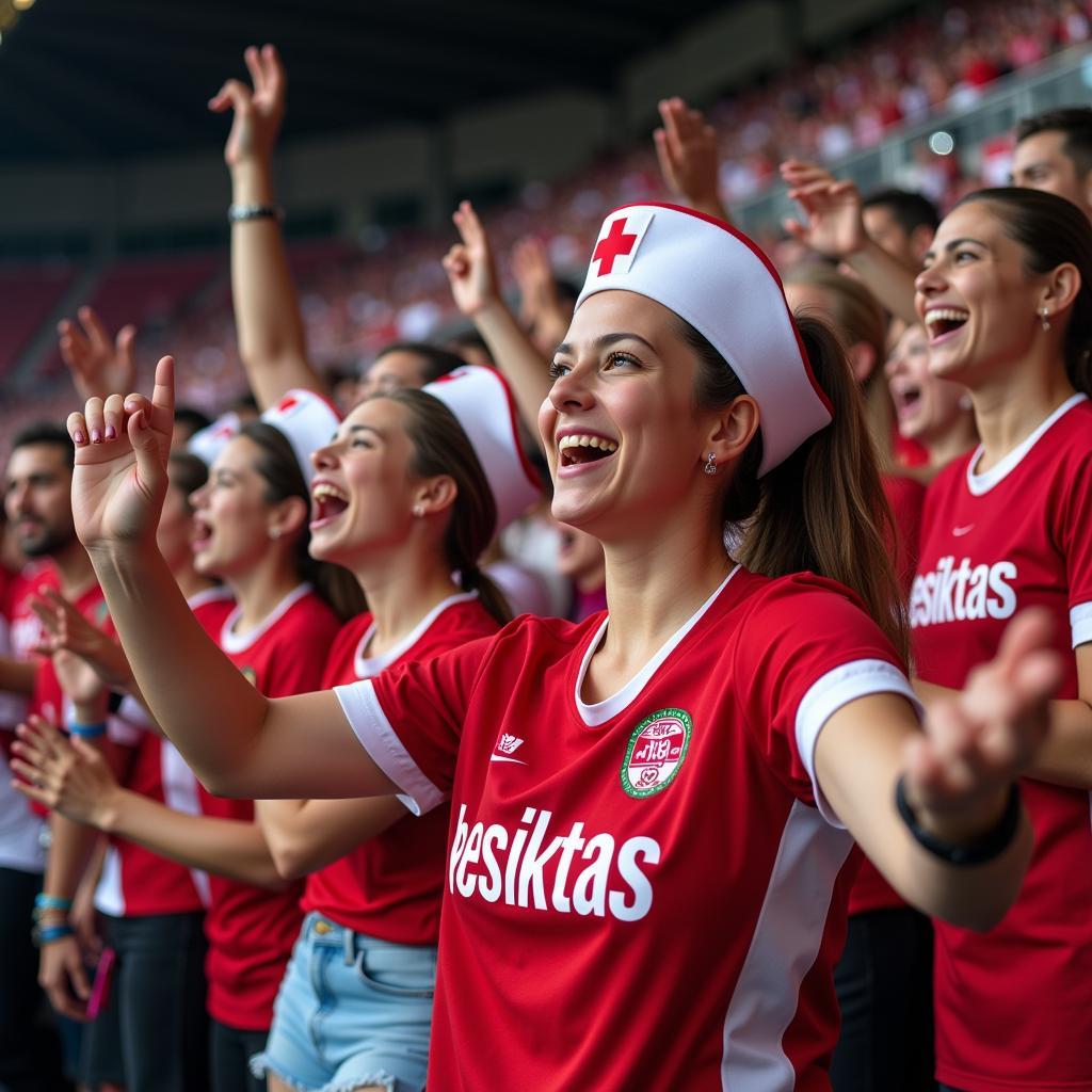 Besiktas Nurse T-Shirt Fans at a Match