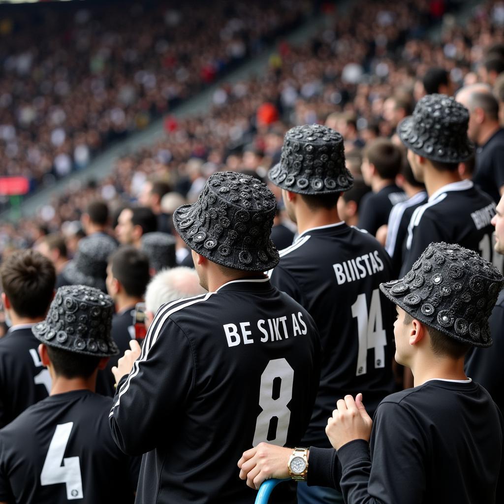 Crowd of Besiktas fans wearing octopus bucket hats