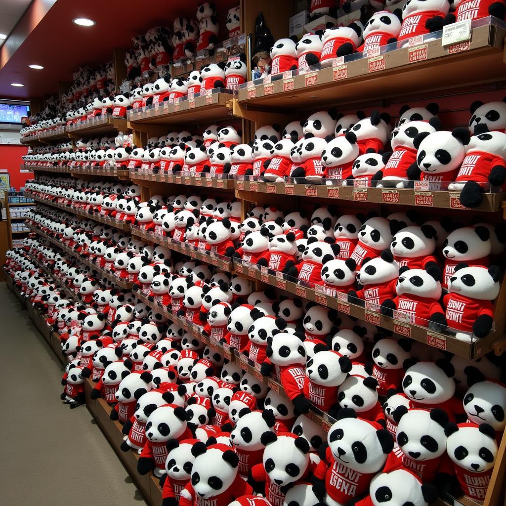 A display of Panda with Sweater toys in the official Beşiktaş JK store