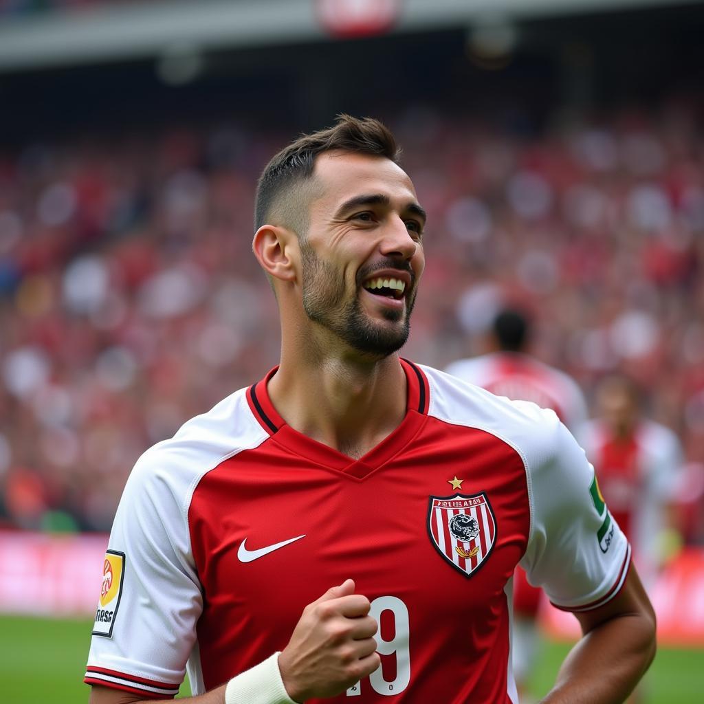 Besiktas player celebrating a goal with the passionate fans