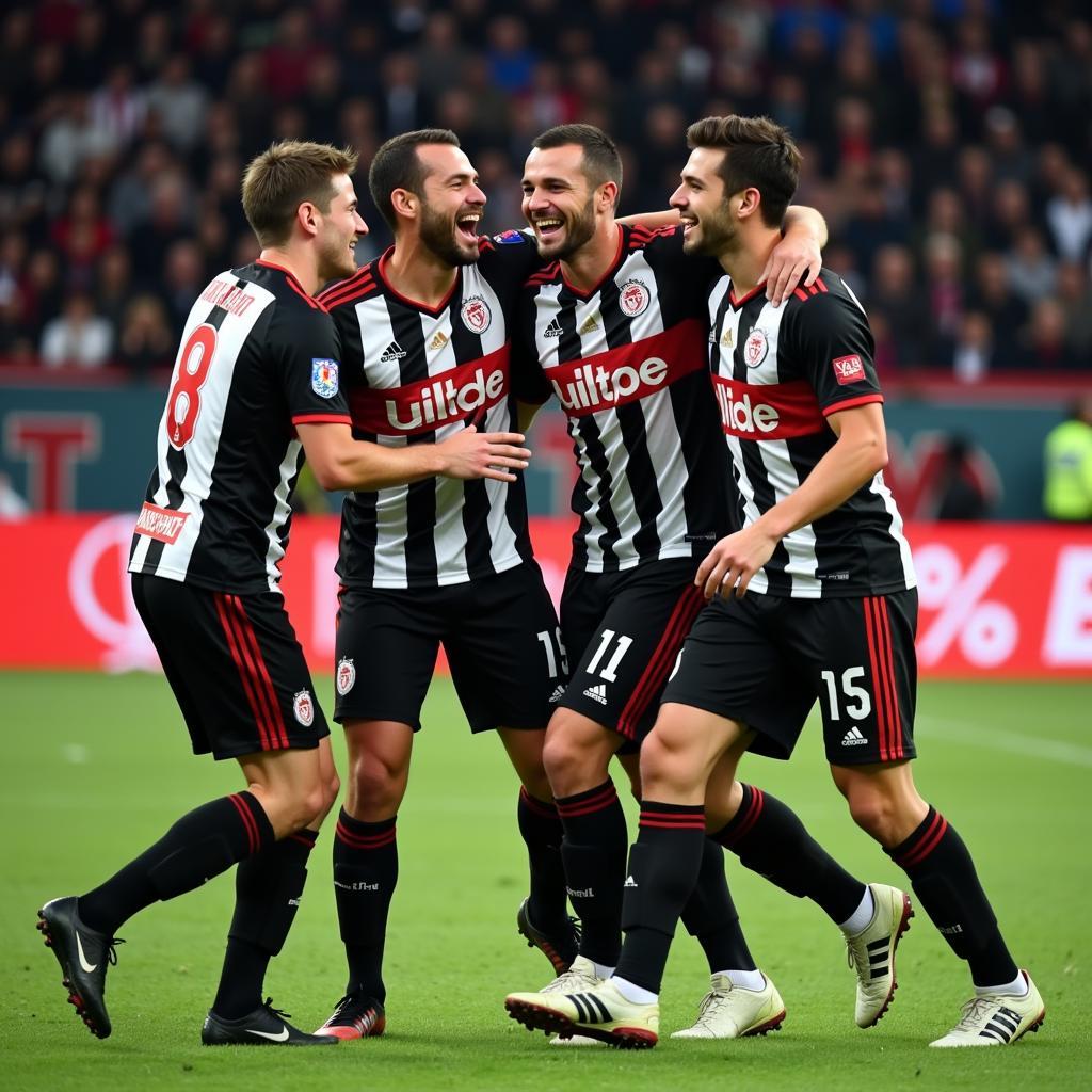 Besiktas player celebrates a goal with teammates