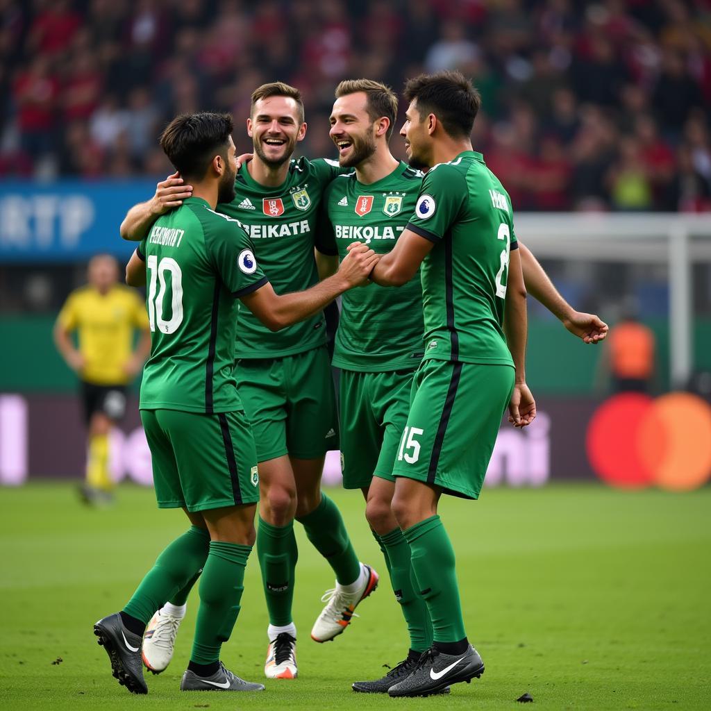 Besiktas player celebrates a goal wearing the cubs green jersey