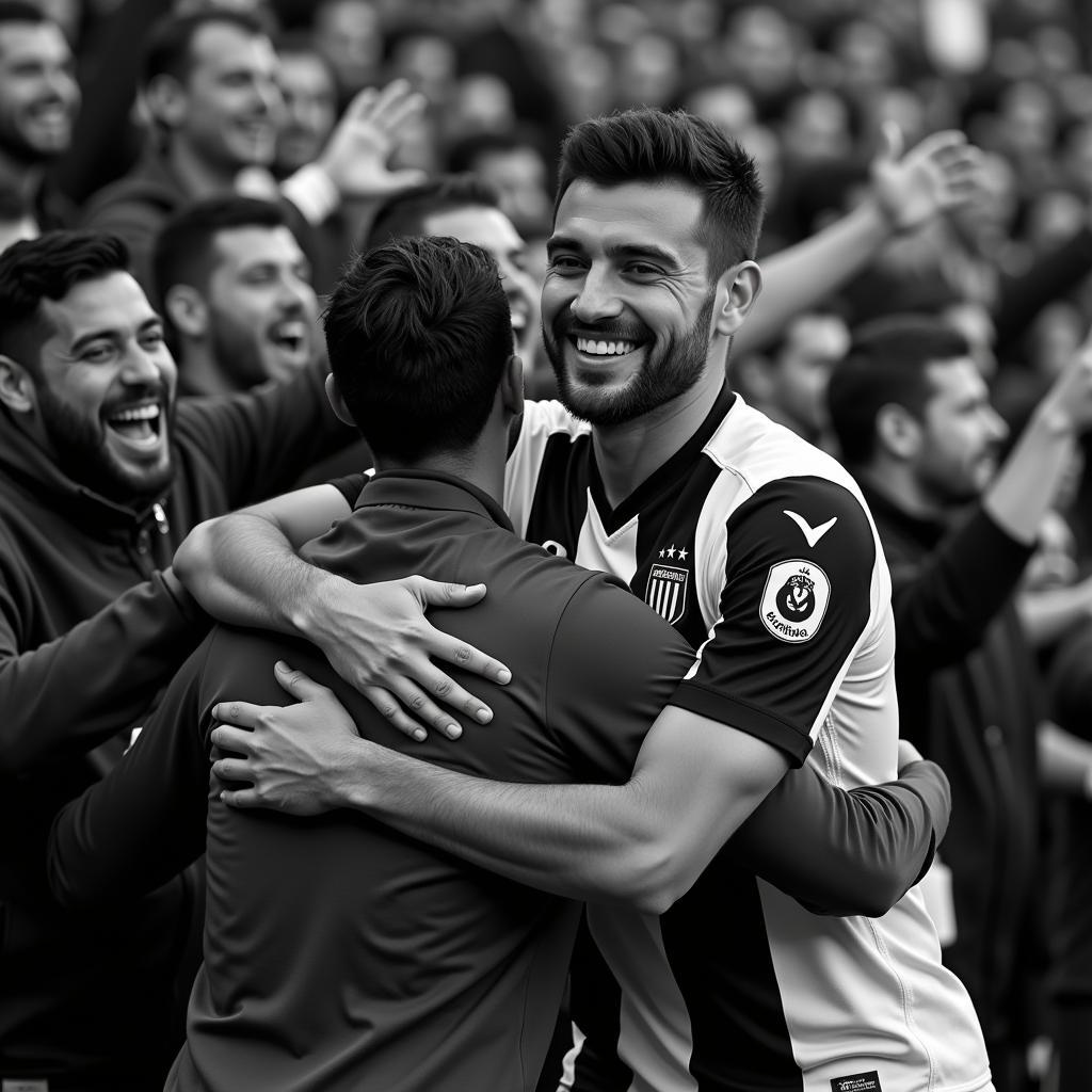 Besiktas players celebrating a victory with ecstatic fans